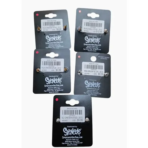 LOT of 5 pairs Earrings Post Stud Surgical Steel 20G NEW - Picture 2 of 4